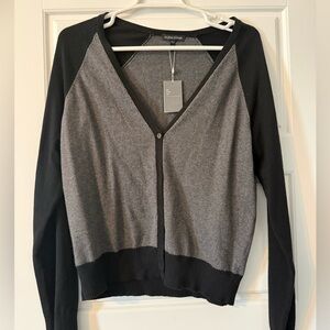 Eileen Fisher Charcoal and Black V-Neck Cardigan NWT